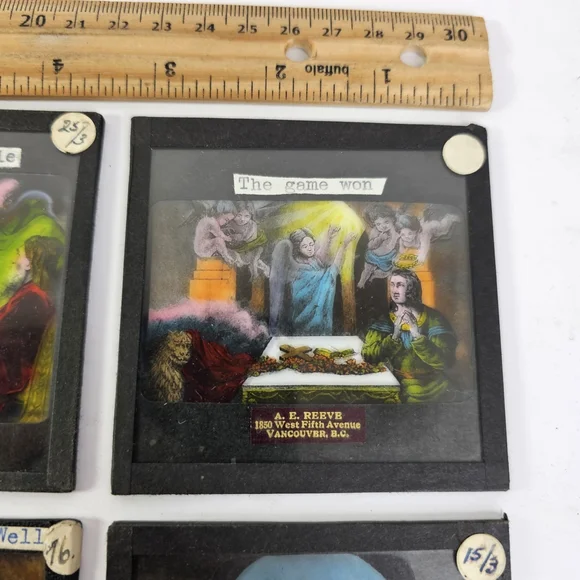 Antique Magic Lantern Slides Religious Biblical Set Reeve Vancouver Glass 8pcs - Picture 9 of 16